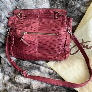 Junior Drake Plum Colored Leather Crossbody Bag